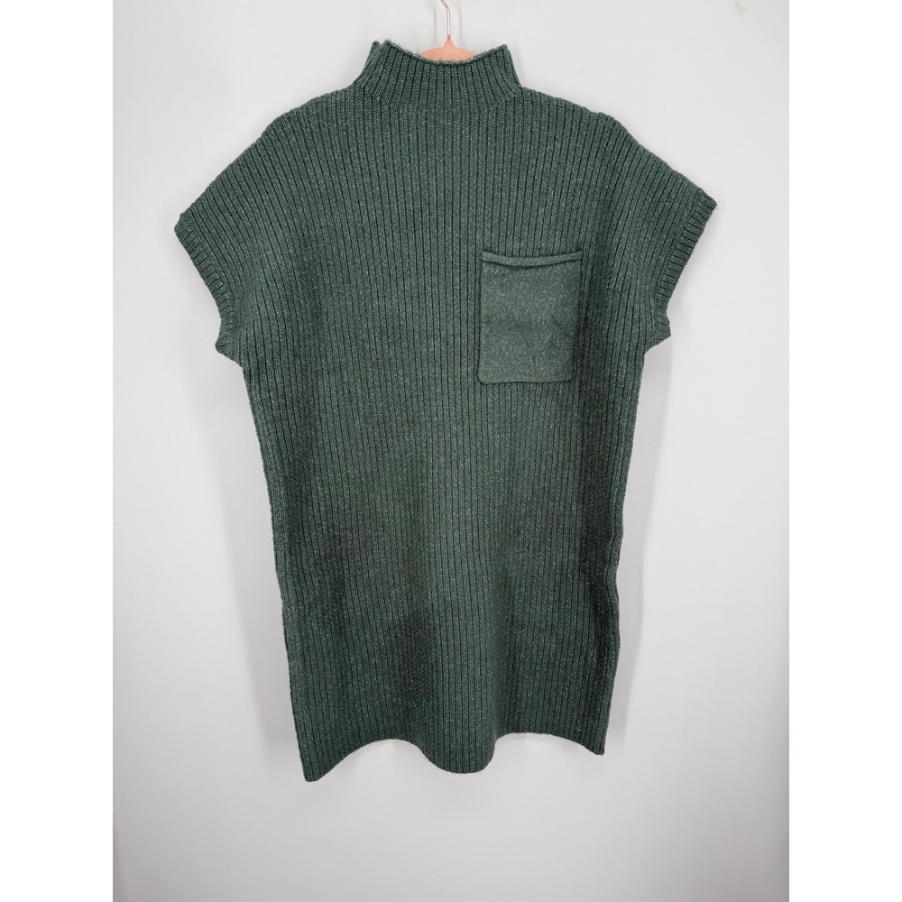 Zenana Sweater Dress Women Small Green Mock Neck Sleeveless Ribbed TW-2375Y